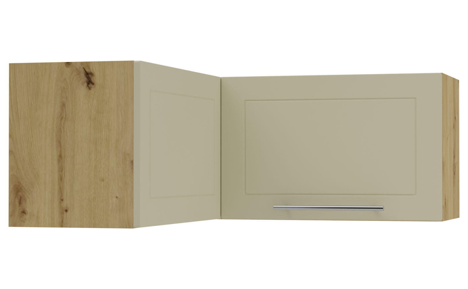 ECKHÄNGESCHRANK Kvantum W14/90/36 Vanille Matt / Eiche Artisan Matt 90 / 90 / 36cm - Creme/Eiche Artisan, Holz/Holzwerkstoff (90/36/90cm) - Feldmann-Wohnen