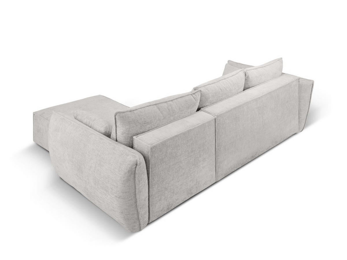 AUSKLAPPBARES-ECKSOFA rechts mit Container Kaelle aus Chenille-Stoff hellgrau 4 Sitzplätze - Hellgrau, Textil (165/252cm) - Micadoni