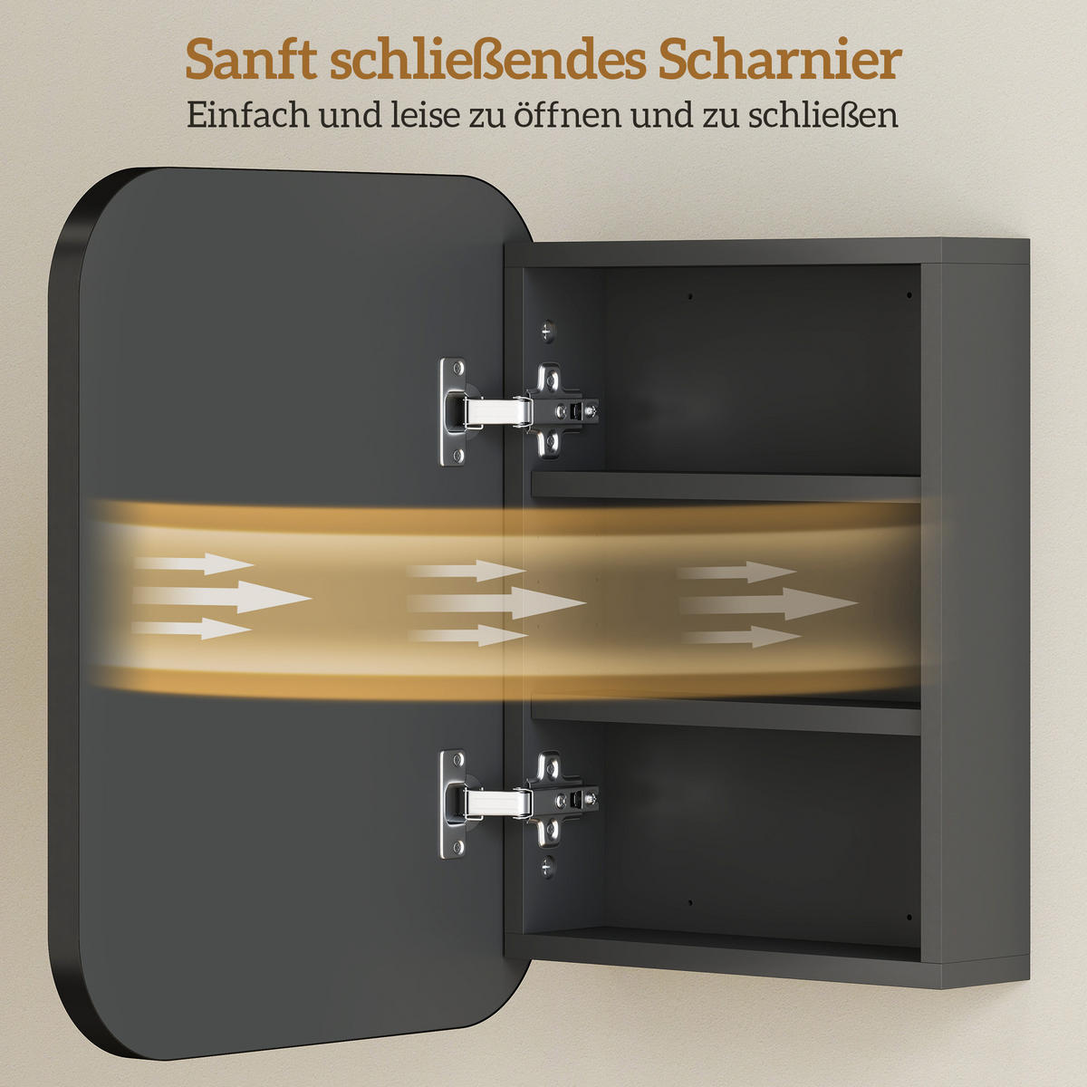 BAD-SPIEGELSCHRANK Spanplatte Glas Schwarz - Schwarz, Holzwerkstoff (40.2/50.9/10.2cm) - HOMCOM