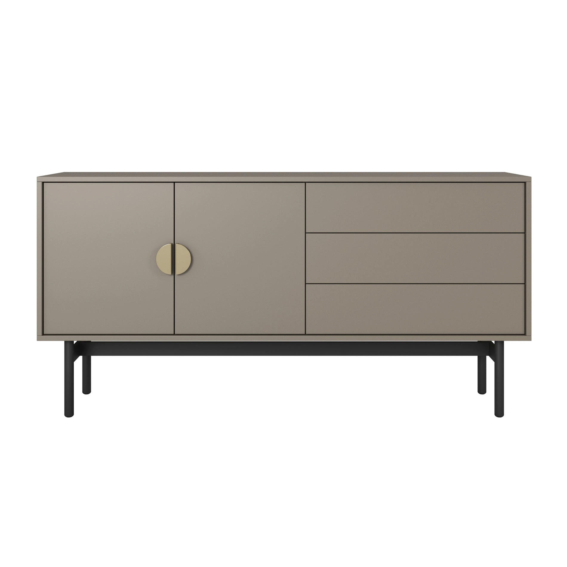 TV-LOWBOARD Stoon II STEINGRAU 154 CM - Goldfarben/Schwarz, Holzwerkstoff/Metall (154/76/38cm) - Selsey