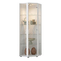 ECKVITRINE 56,5/56,5/176 cm mit LED - Transparent/Silberfarben, Glas/Holzwerkstoff (56.5/176/56.5cm) - K-Möbel
