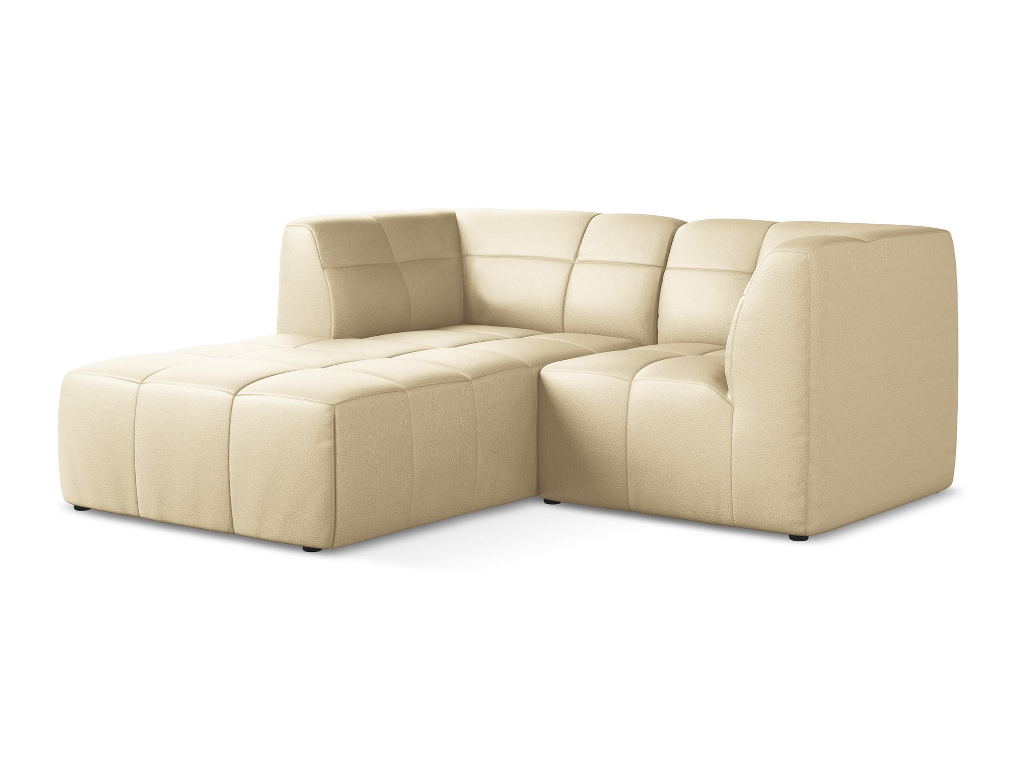 ECKSOFA Links Kunstleder Beige - Beige/Schwarz, Holzwerkstoff/Kunststoff (191/175cm) - Makamii