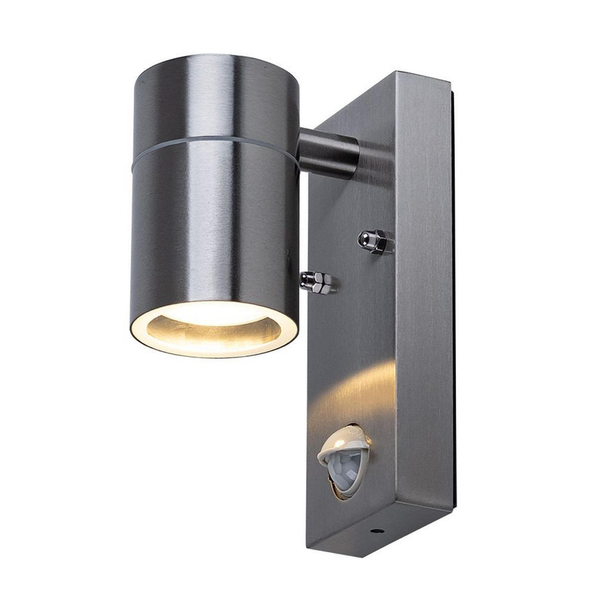 LED AUSSEN-WANDLAMPE Edelstahl Silber Bewegungsmelder - Silberfarben, Metall (6.7/16.3/11cm)