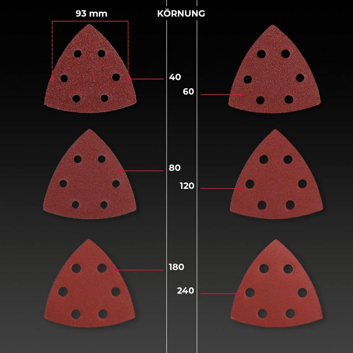 SCHLEIFPAPIER triangular 126 Stück - Rostfarben, Kunststoff (9/9/12cm) - bestTools