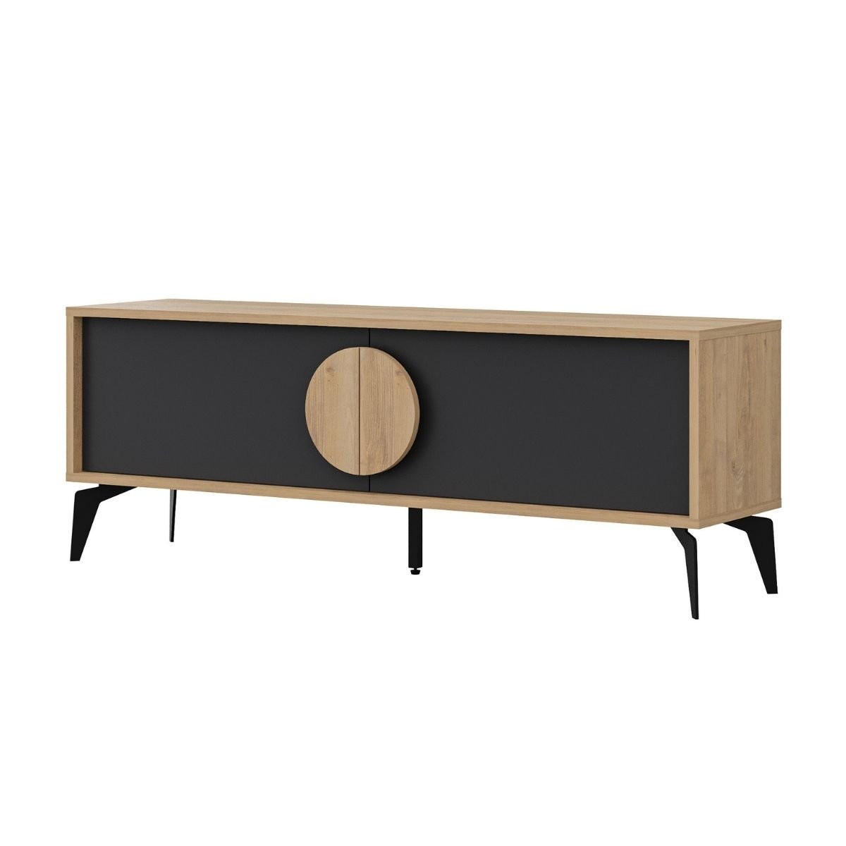 TV-MÖBEL 2 Türen Vae - L140 cm - Eiche Artisan/Grau, Holzwerkstoff (35/51/140cm) - Calicosy