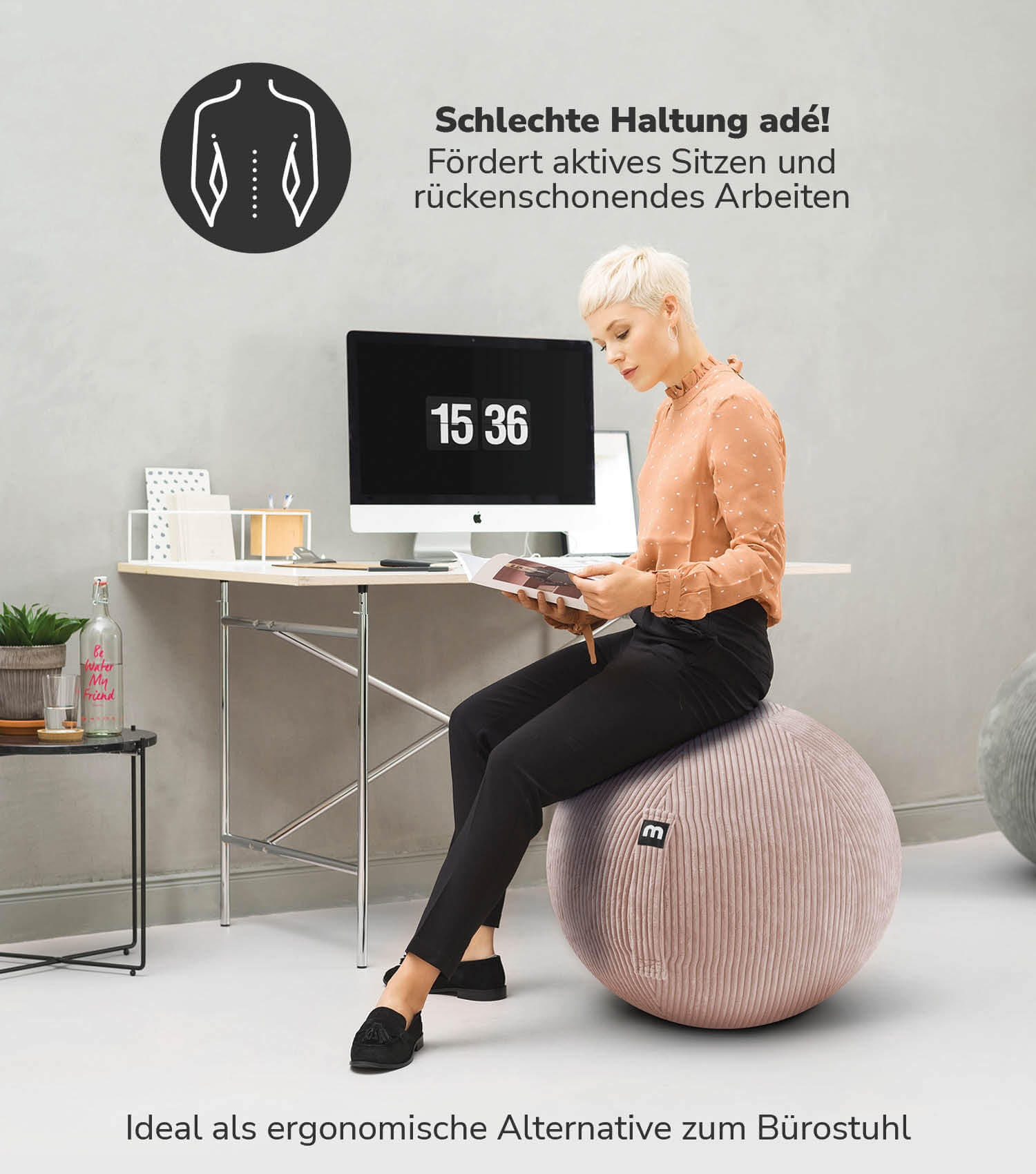 SITZBALL Der Sportliche - Pink, Textil (65/65/65cm) - Mokebo