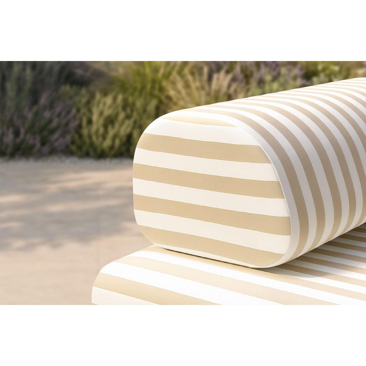 ZWEISITZER-GARTENSOFA mit Streifen, weiß und beige - Beige, Textil (95/70.5/148cm)