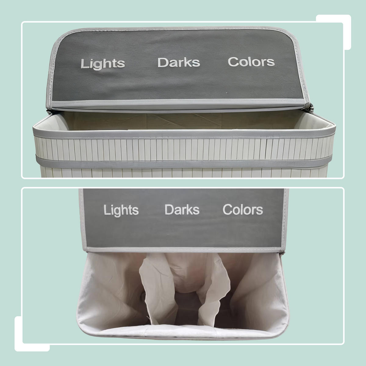 WÄSCHEKORB - Weiß, Holz/Textil (52/63/32cm) - Relaxdays