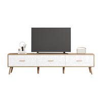 TV-SCHRANK 150x35cm Vintage Lowboard helles Holz weiße Tür - Weiß, Holz (46/14/164.5cm) - FLIEKS