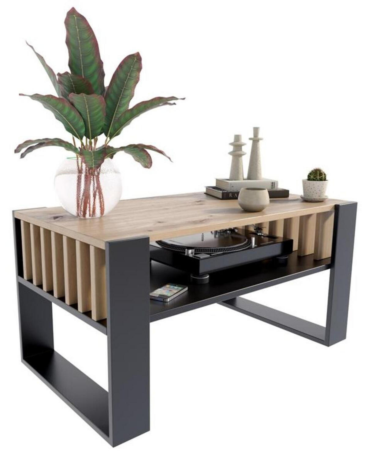 COUCHTISCH IGA Artisan Eiche-Schwarz 100/53,6/50 cm - Multicolor, Holzwerkstoff (53.6/100/50cm) - Matkam Möbel