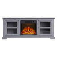 ELEKTROKAMIN in rustikaler Anrichte Grau mit elektrischem Kamin und Heizung 2000 W - Grau, Glas (147/63/40cm) - Purline