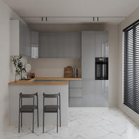 ECKKÜCHE 390 × 260 cm - Aspen K107-M860 - in Grau/Hochglanz - Grau, Holz (390/260/210cm)