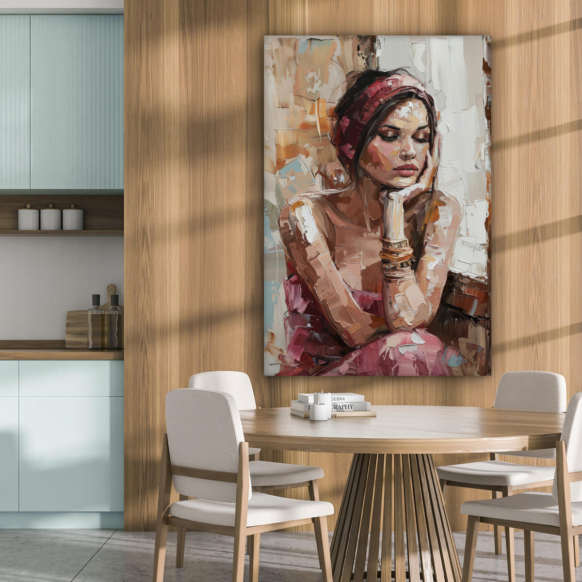 LEINWANDBILD Frau - Lackierung - Porträt - Modern 80x120 cm - Altrosa, Textil (80/120cm) - MuchoWow