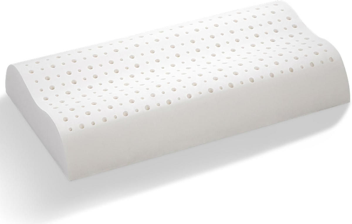 LATEX Kopfkissen Anatomic 38x60 cm – ergonomisch, atmungsaktiv, orthopädisch, für Seitenschläfer - Weiß, Naturmaterialien/Textil (38/60cm) - Letti Moderni