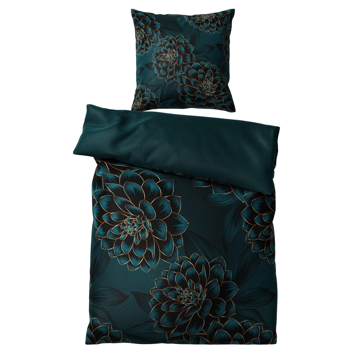 BETTWÄSCHE 2-teilig Dahlien - Blau, Naturmaterialien (135/200cm) - Sanilo