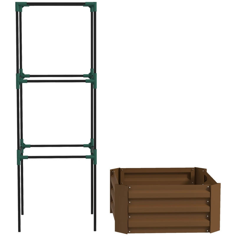 HOCHBEET 61x61x140 cm Spalier Rankhilfe offen wetterfest braun - Braun, Metall (61/140/61cm) - Fortuna Lai