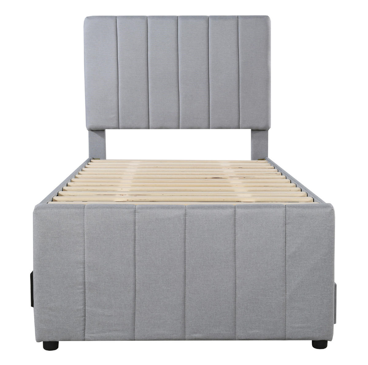 POLSTERBETT mit Ausziehbett und 3 Schubladen 90x200 cm Grau - Grau, Holzwerkstoff (90/200cm) - Beauniv