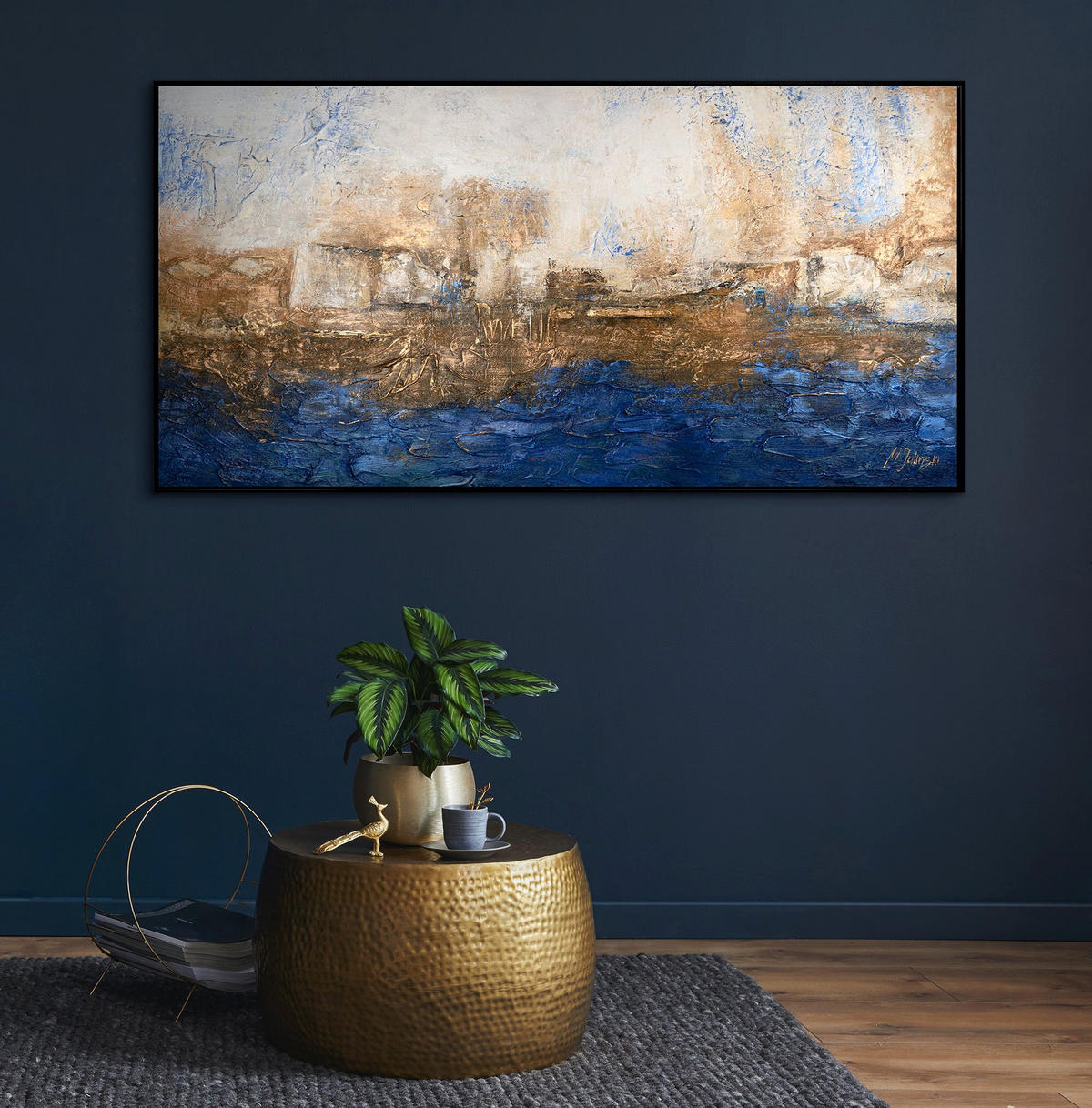 GEMÄLDE Marine Schattenfugenrahmen Schwarz 120x60 cm - Schwarz, Holz (120/60cm) - YS-art gallery