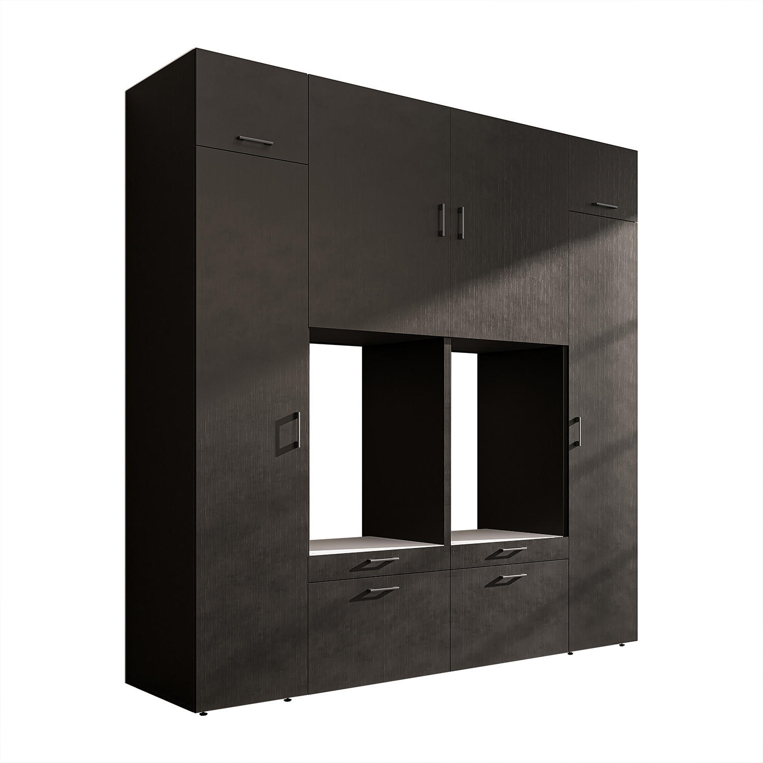 WASCHMASCHINENSCHRANK Serie 2 224cm Breit, 240cm Hoch - Schwarz, Holzwerkstoff (224/240/67cm)