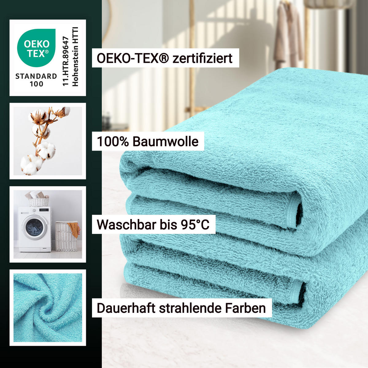 SAUNATUCH, 2er-Set, 70x200 cm, 100% Baumwolle, Blau - Blau, Textil (70/200cm) - Zollner