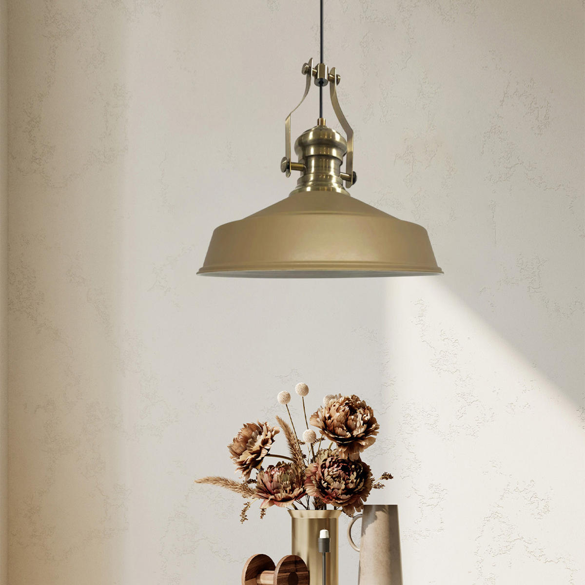 PENDELLEUCHTE Asletl 40/30 cm - Beige, Metall (30/40/31cm) - Bamyum