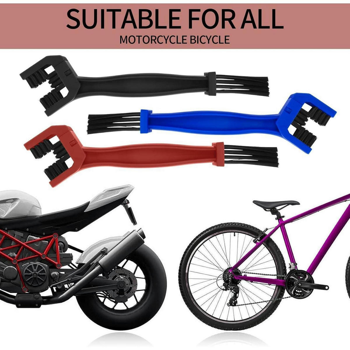 REINIGUNGSBÜRSTEN-SET 6-teilig für Fahrrad und Motorrad - Multicolor, Kunststoff (5.6/5/25.5cm)