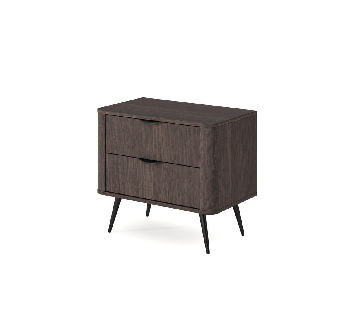 NACHTTISCH Terzo 2S Eiche Dunin mit Metallfüßen - Schwarz - Eichefarben/Schwarz, Holz/Holzwerkstoff (63/55/38cm) - Ravio