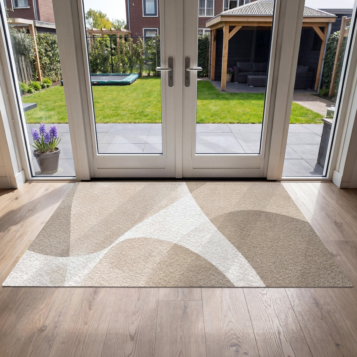 FUSSMATTE Glatte Oberflächen - Harmonisch - Wellenförmig Schmutzfangmatte 180x120 cm - Beige, Kunststoff (180/120cm) - MuchoWow