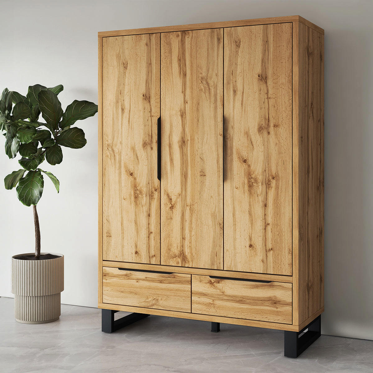 SKRIŇA 3 dvere Eden Drevo - hnedá, kompozitné drevo (145/210.3/60cm) - Petits-meubles