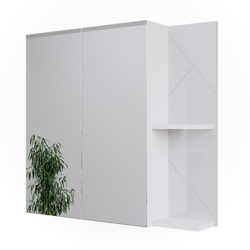BADRUMSSPEGELSKÅP Irma Vit/vit högglans 80x75 cm Vit, Vit högglans 75/80/17.2 cm