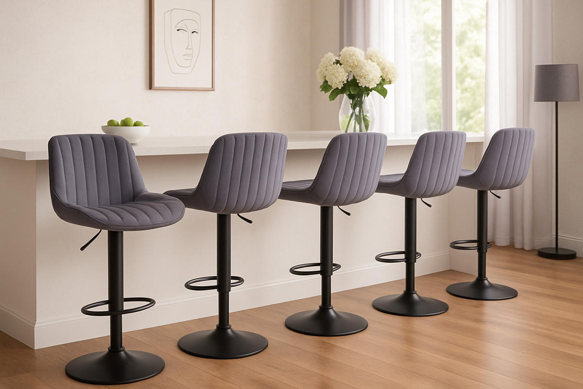 BARHOCKER Lento Gestell schwarz Samt Dunkelgrau - Schwarz/Grau, Textil/Metall (50/108/50cm) - TPFLiving