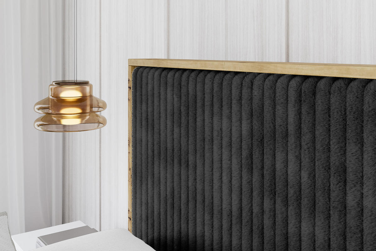 POLSTERBETT mit Bettkasten und Lattenrost, Boxbett mit Stauraum und Kopftei mit Matratze H3/H4 - ENZO10 120x200 Schwarz - Schwarz, Holzwerkstoff/Textil (120/200cm) - ALTDECOR