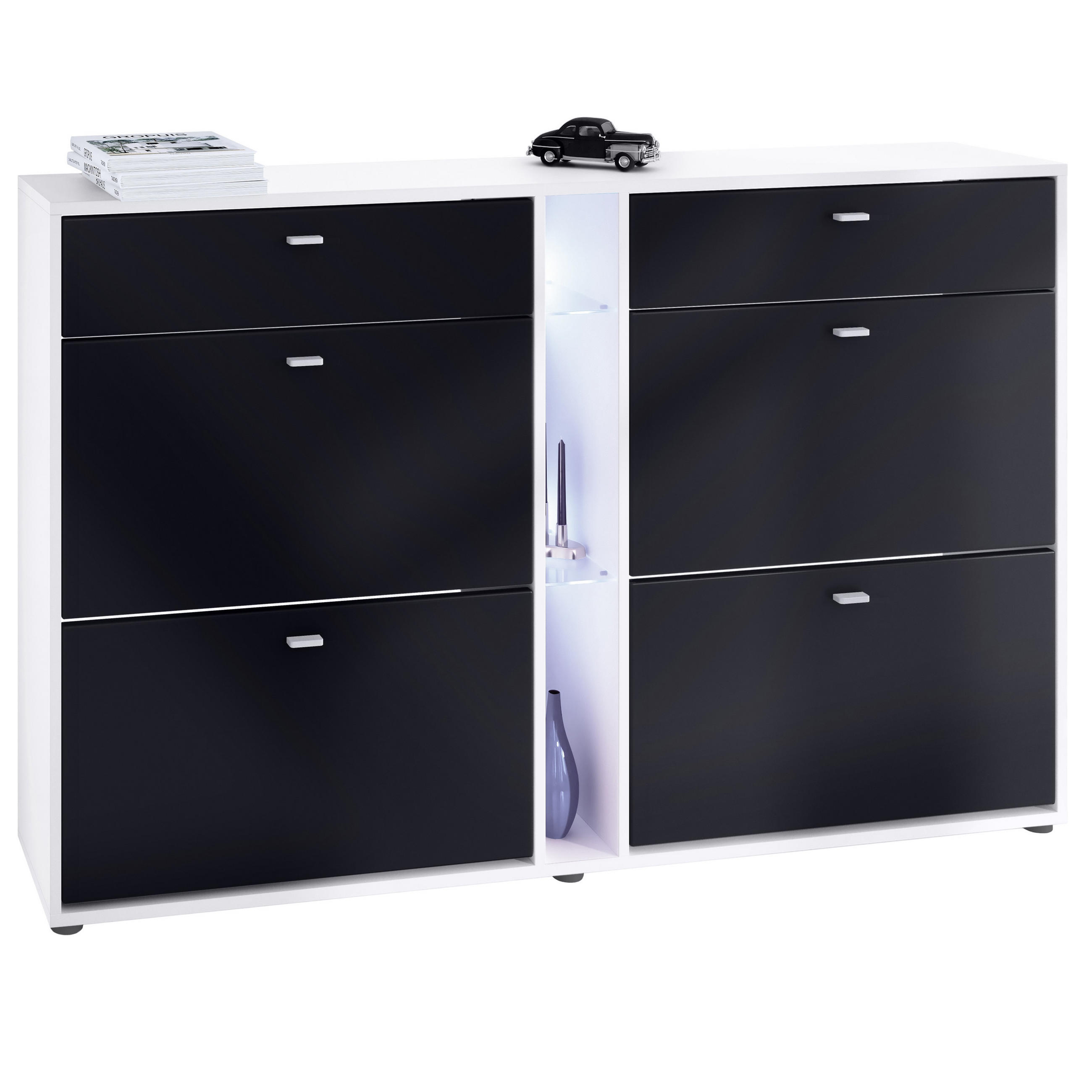 SCHUHSCHRANK Today Fronten in Schwarz matt - Schwarz, Holzwerkstoff (155.5/95/28cm) - Vladon