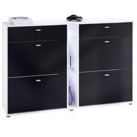 SCHUHSCHRANK Today Fronten in Schwarz matt - Schwarz, Holzwerkstoff (155.5/95/28cm) - Vladon