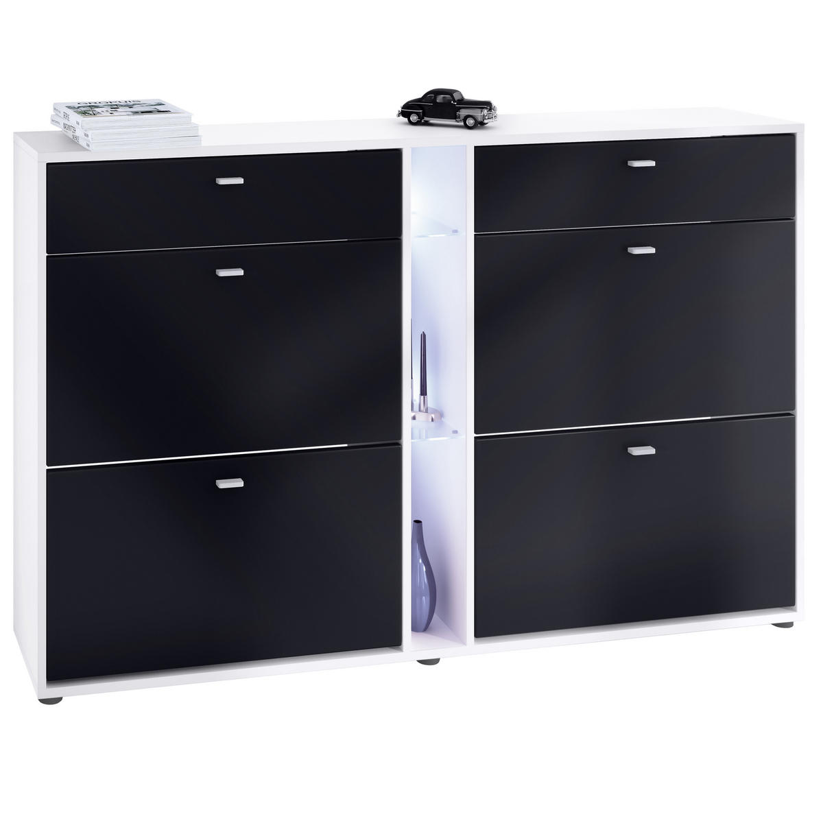 SCHUHSCHRANK Today Fronten in Schwarz matt - Schwarz, Holzwerkstoff (155.5/95/28cm) - Vladon