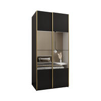 SCHWEBETÜRENSCHRANK 245,5/110/64 2-türig - Goldfarben/Schwarz, Holz/Metall (110/245/64cm) - Abiks Möbel