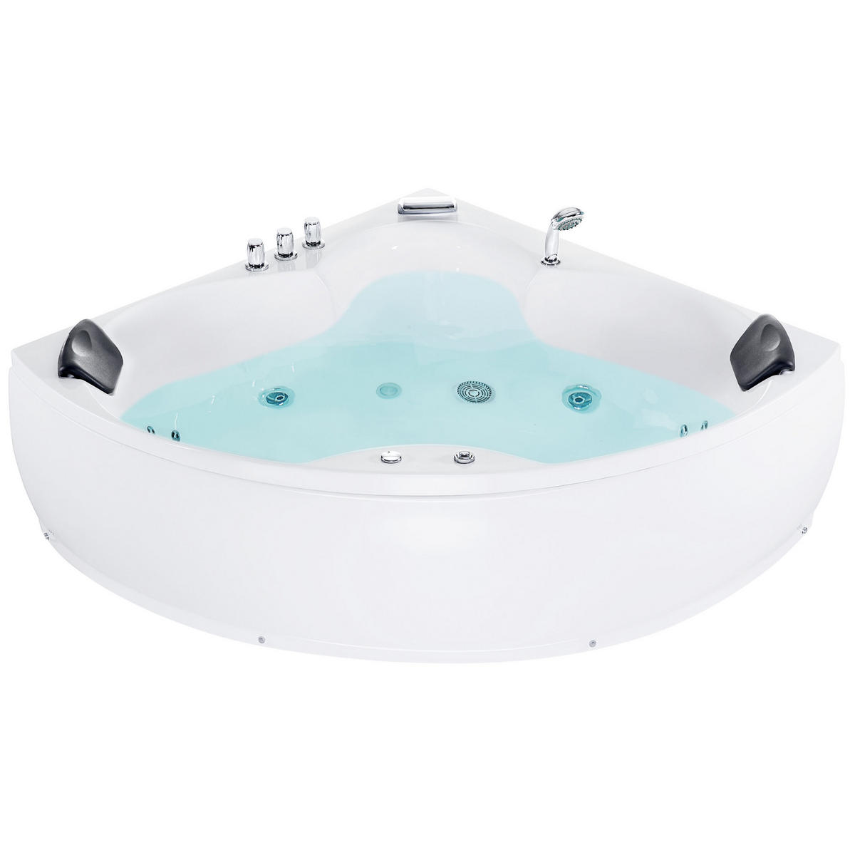 WHIRLPOOL BADEWANNE mit LED 150x205x56 cm weiß Senado - Weiß, Kunststoff (150/56/205cm) - Beliani