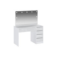 FRISIERTISCH mit LED-Spiegel – 5 Schubladen – Hochglanz Weiß – JENEMI - Weiß, Holz (120/142.6/55cm) - Vente-Unique