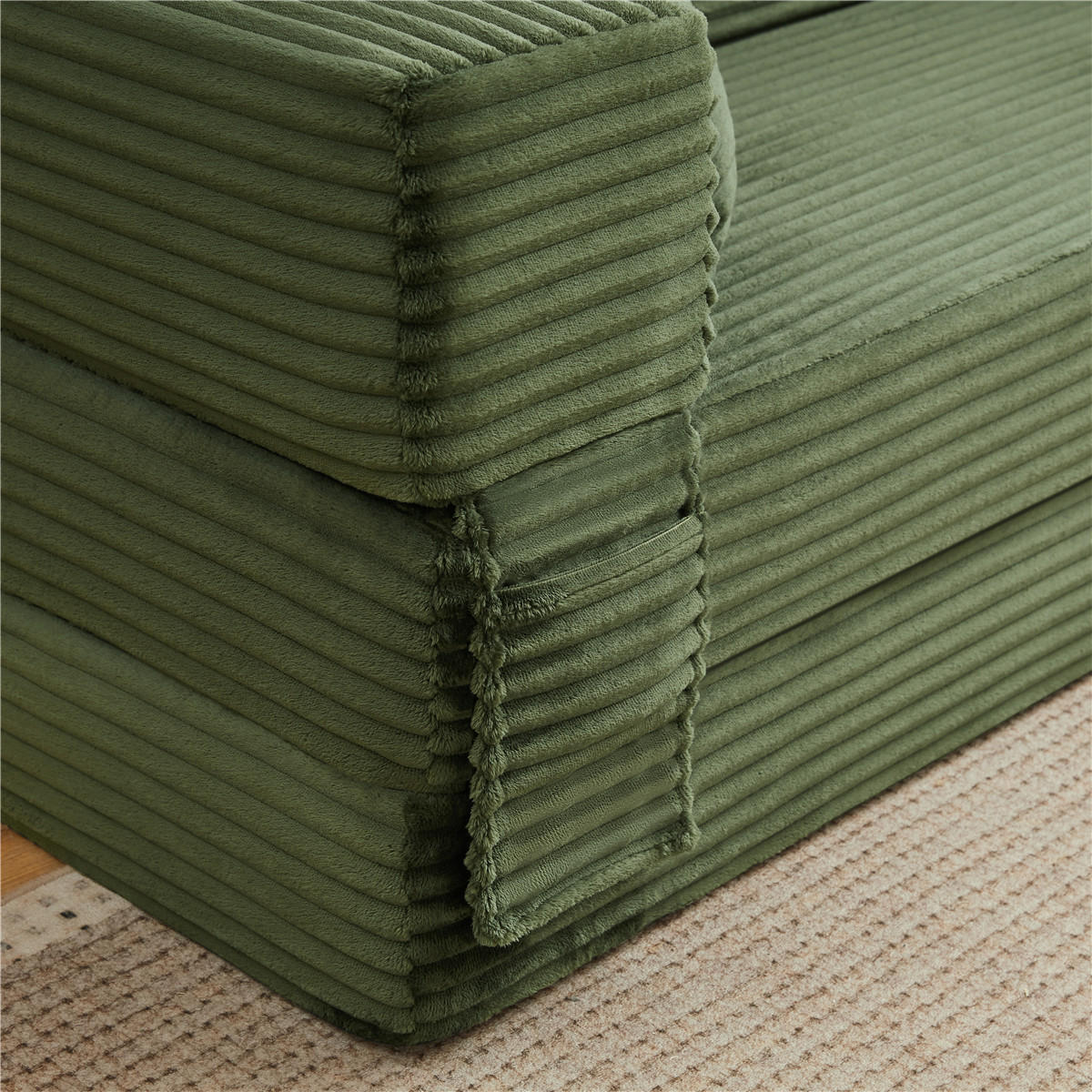 SCHLAFSOFA 2-in-1 Cord Schlafcouch, wandelbar, Grün - Grün, Textil (200/60/76cm) - Kaket