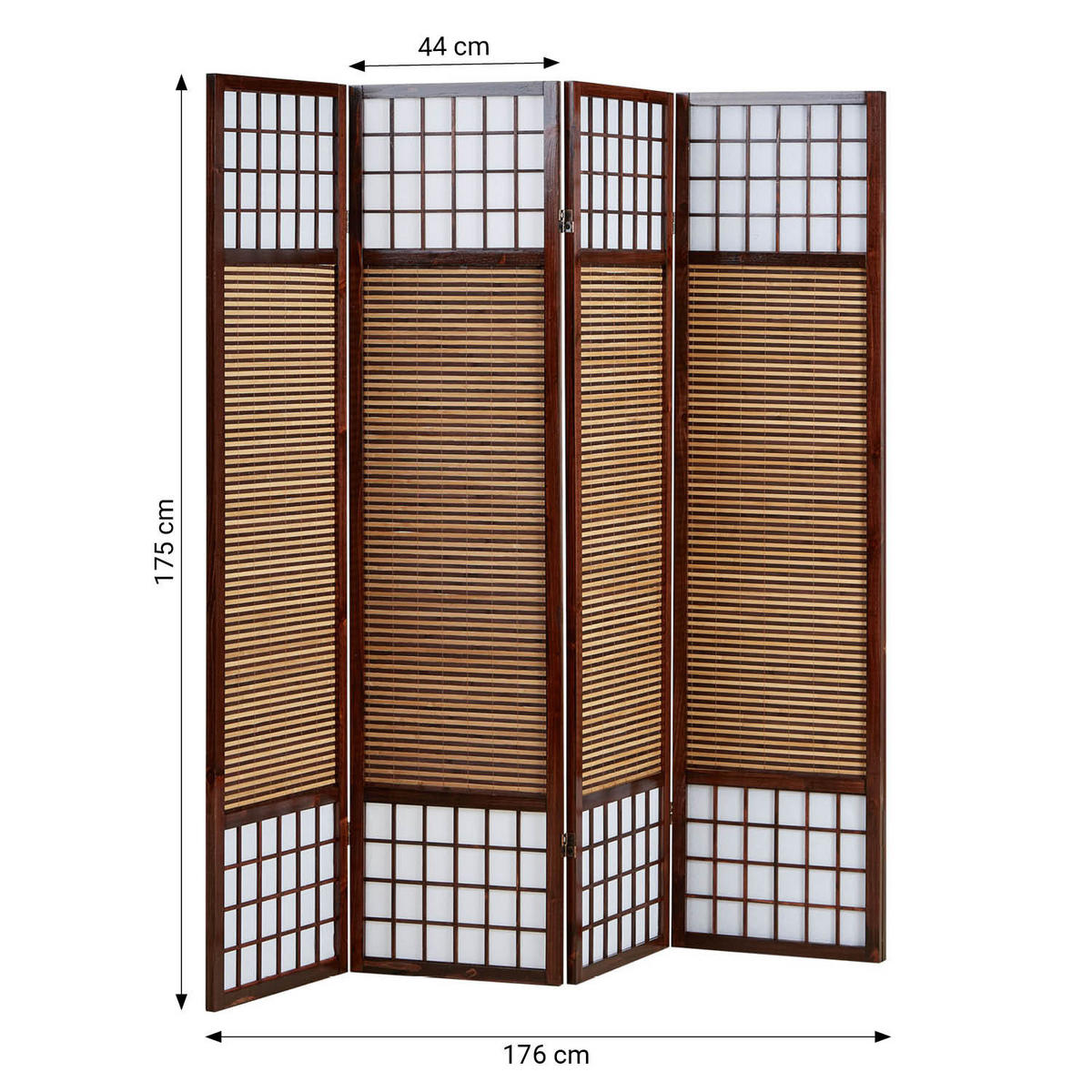 PARAVENT 4-tlg. 176/175 cm Braun Bambuslamellen - Braun, Holz (176/175/2cm) - Homestyle4u