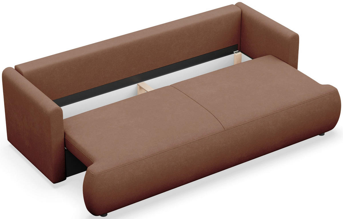 SCHLAFSOFA Ovo Mini Kupfer Chenille Easy Clean - Schwarz/Kupferfarben, Kunststoff/Textil (226/90/97cm) - Selsey