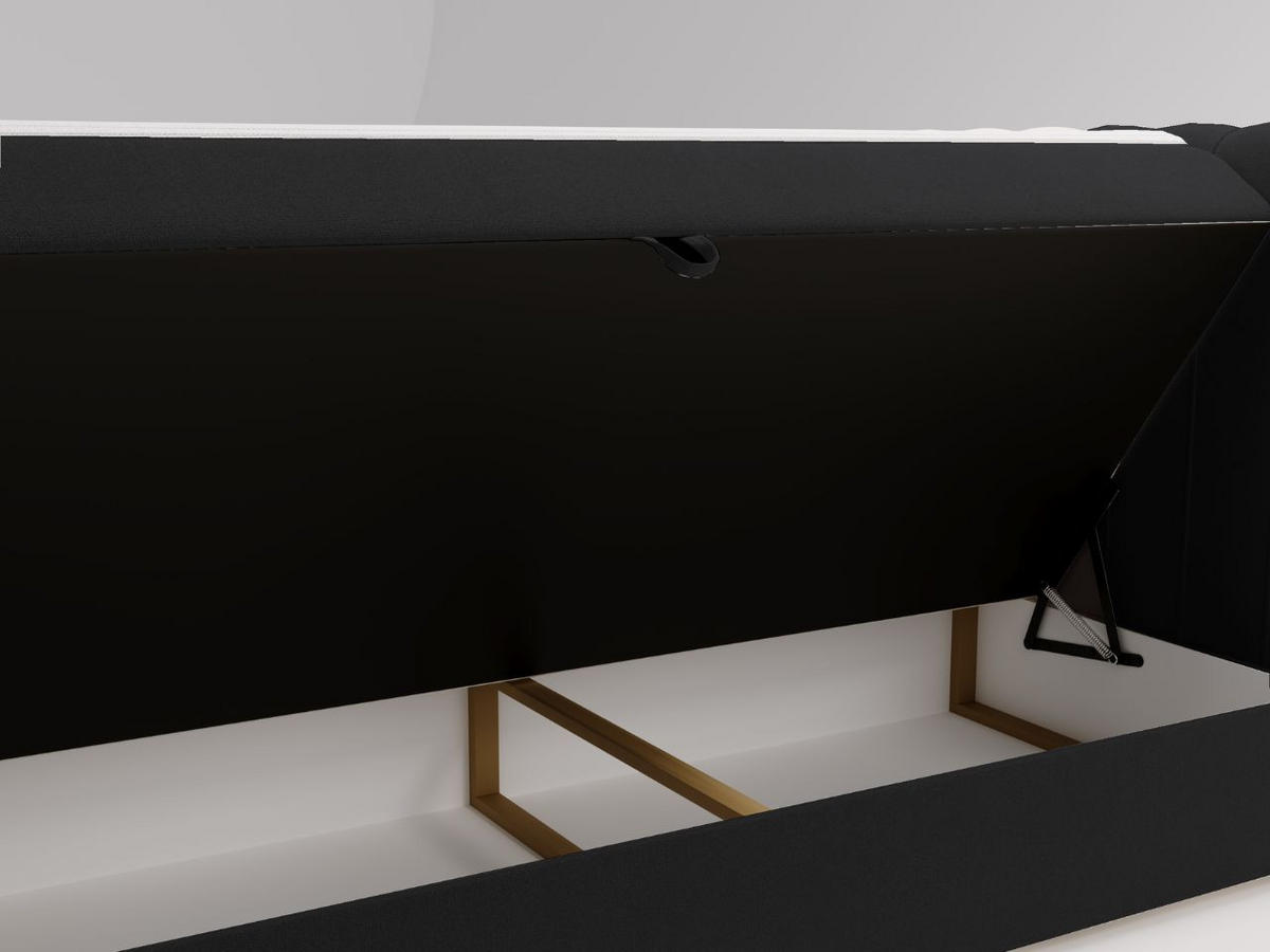 BOXBETT Osteno 140x200 Schwarz - Schwarz, Holz/Textil (140/200cm) - Graingold