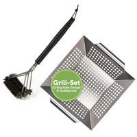 GRILLSET Baestis 2er-Set mit Grillkorb und Grillbürste - Edelstahlfarben, Metall (30/34/6cm) - Blumtal