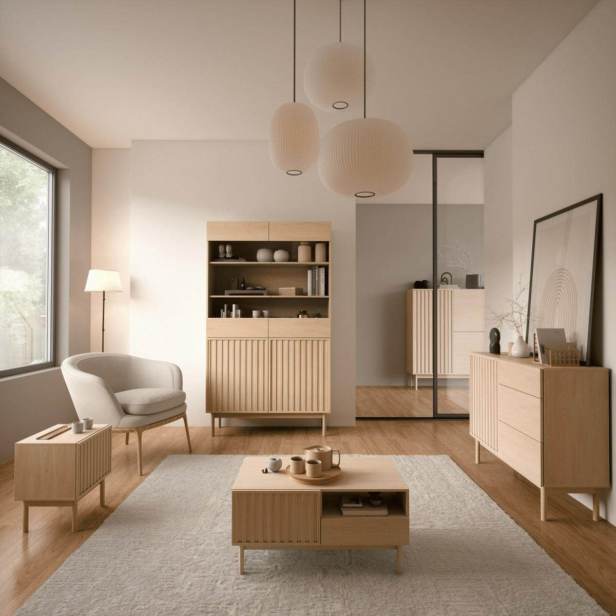 KOMMODE Sapporo mit 3 Schubladen und 2 Türen, eiche Cremona - Eichefarben, Holzwerkstoff (159/84/37cm) - Beautysofa