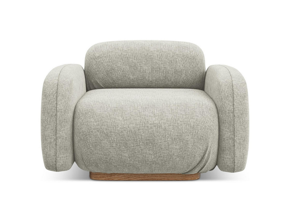 SESSEL Chenille Stoff Grau - Silberfarben/Braun, Holz/Textil (110/73/95cm) - Makamii