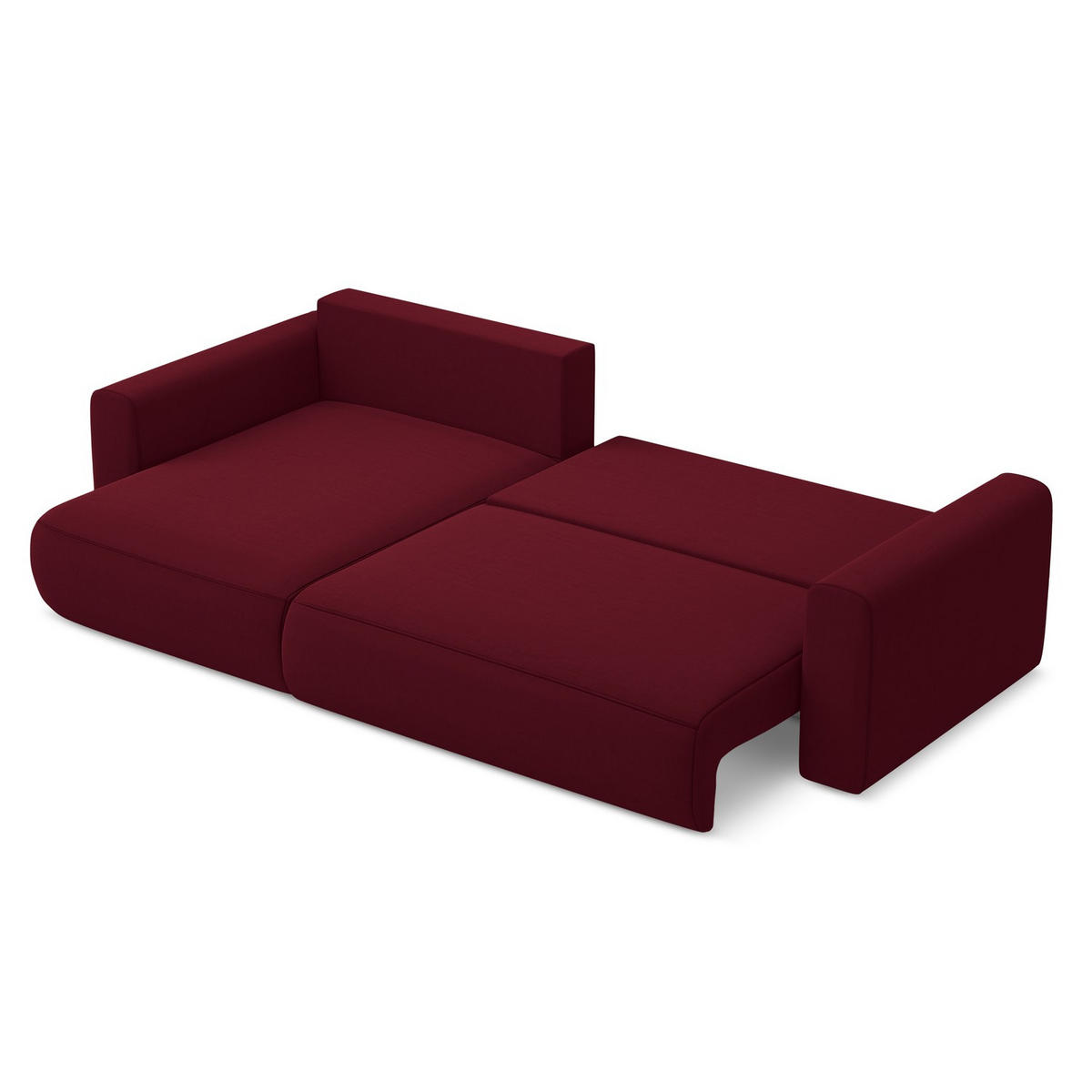 ECKSOFA mit Schlaffunktion Samt Stoff Rot - Bordeaux/Rot, Kunststoff/Textil (149/278cm) - LaMiaSofa