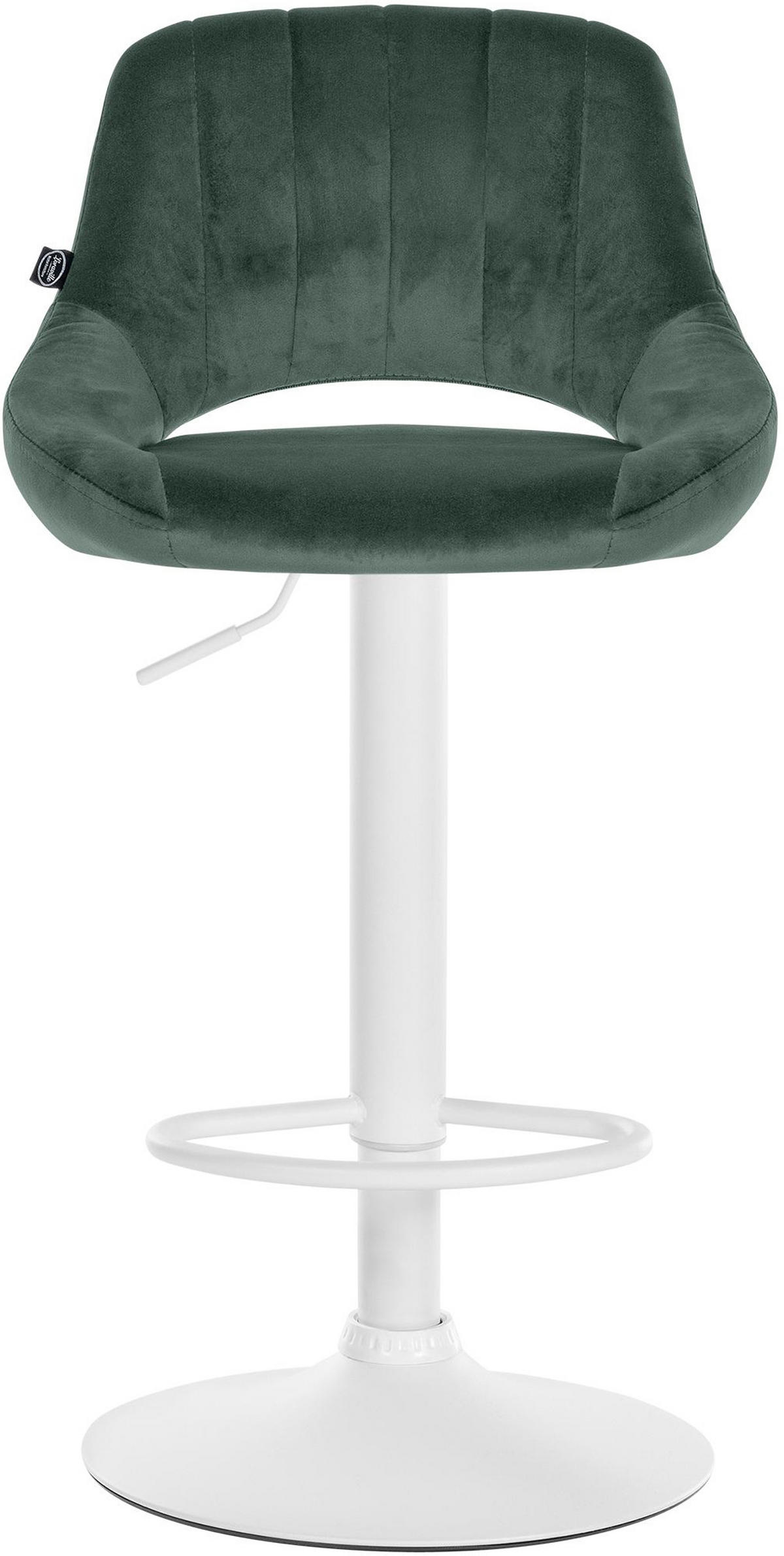 BARHOCKER Milos Samt weiß grün - Weiß/Grün, Textil/Metall (47/106/48cm) - TPFLiving