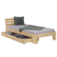 HOLZBETT mit Stauraum 90/200 cm natur - Braun, Holz (90/200cm) - Homestyle4u