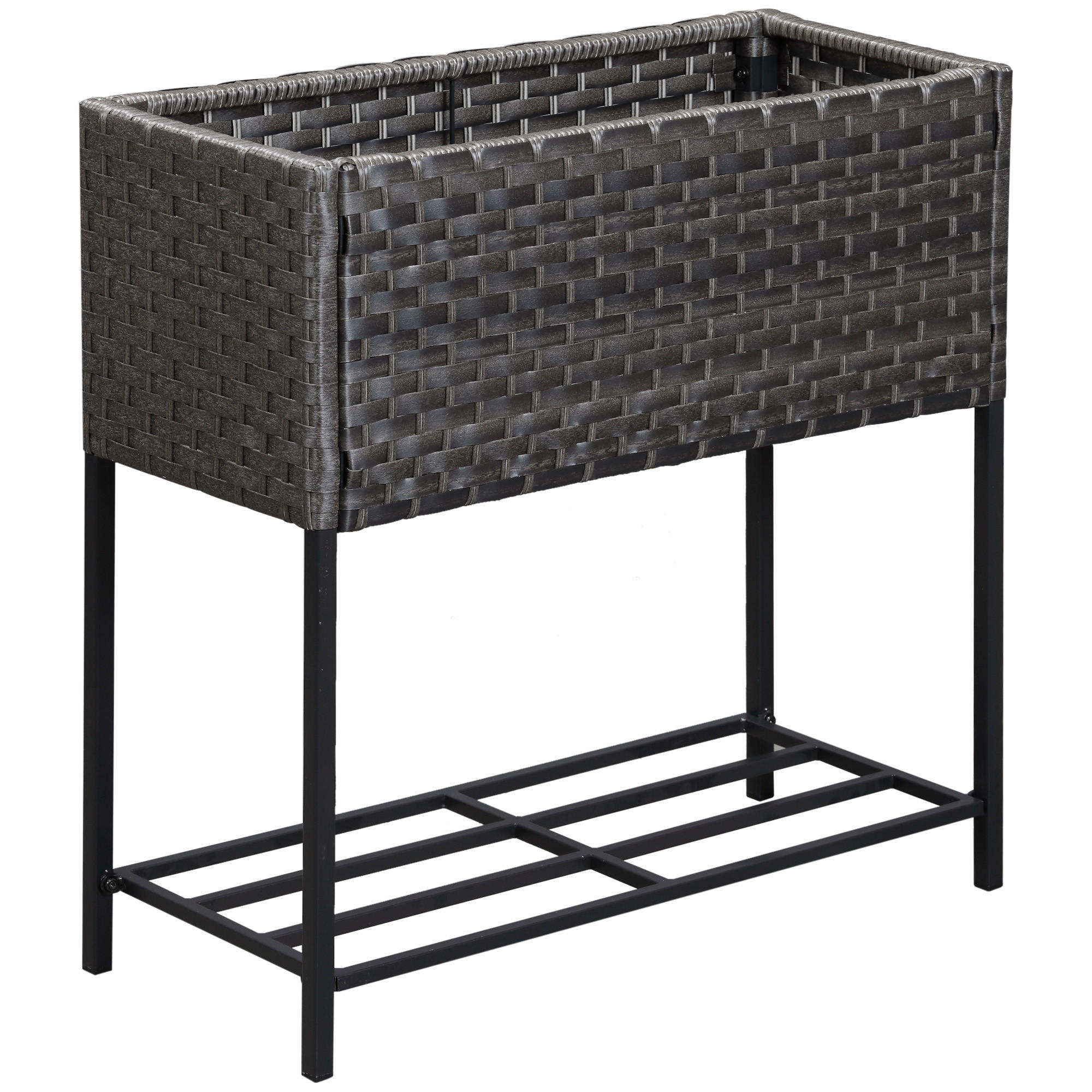 POLY Rattan, Hochbeet, Braun - Braun, Metall (30/70/70cm) - Outsunny