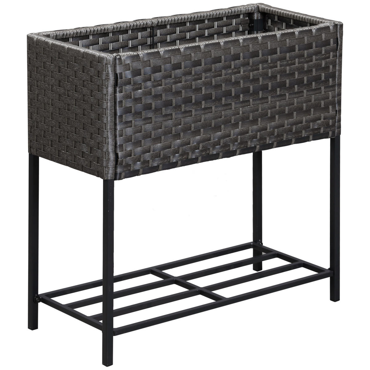 POLY Rattan, Hochbeet, Braun - Braun, Metall (30/70/70cm) - Outsunny